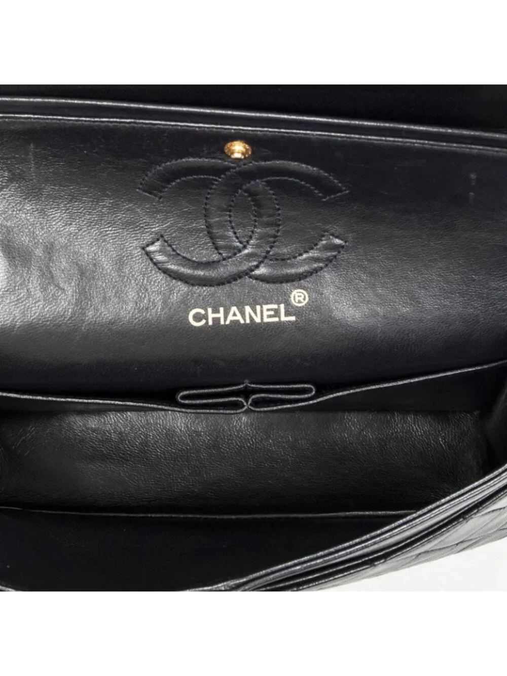 Chanel Quilted Double Flap Navy Lambskin Leather